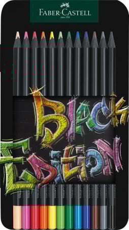 Instrumente de scris - CREIOANE COLORATE 12 CULORI BLACK EDITION CUTIE METAL FABER-CASTELL