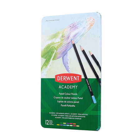 Produse si rechizite scolare - CREIOANE COLORATE 12 CULORI CUTIE METAL DERWENT ACADEMY