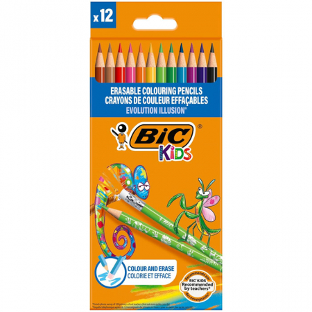 Produse si rechizite scolare - CREIOANE COLORATE 12 CULORI EVOLUTION ILLUSION BIC