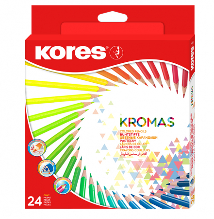 Produse si rechizite scolare - CREIOANE COLORATE 24 CULORI TRIUNGHIULARE ECO KORES