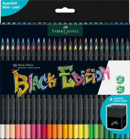Instrumente de scris - CREIOANE COLORATE 50 CULORI BLACK EDITION FABER-CASTELL