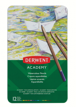 Produse si rechizite scolare - CREIOANE COLORATE ACUARELA 12 CULORI DERWENT ACADEMY