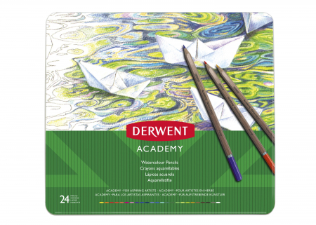 Produse si rechizite scolare - CREIOANE COLORATE ACUARELA 24 CULORI DERWENT ACADEMY