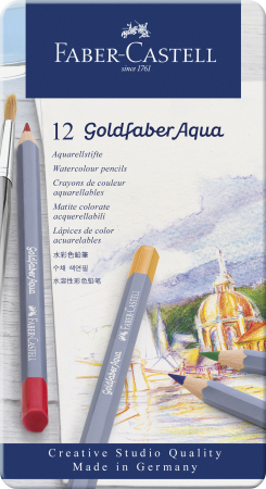 Creioane colorate - CREIOANE COLORATE AQUARELLE 12 CULORI GOLDFABER CUT. METAL FABER