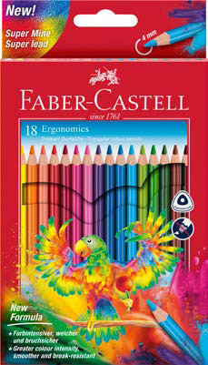 Produse si rechizite scolare - CREIOANE COLORATE TRIUNGHIULARE 18 CULORI ERGONOMICS FABER-CASTELL