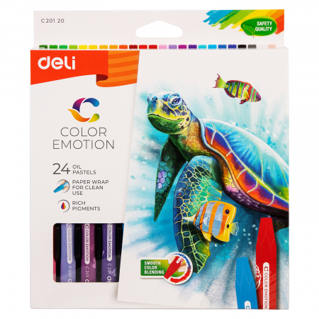 Produse si rechizite scolare - CREIOANE ULEI PASTEL 24 CULORI COLOR EMOTION DELI
