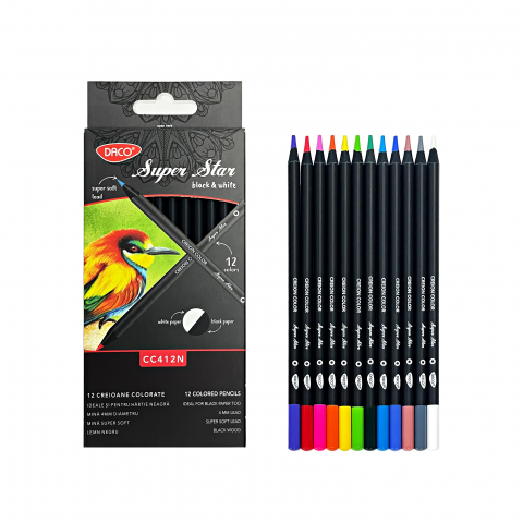 Produse si rechizite scolare - CREION COLOR 12 BLACK&WHITE DACO CC412N