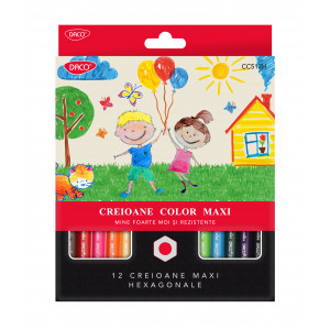 Produse si rechizite scolare - CREION COLOR 12 CULORI MAXI DACO HEXAGONAL CC512H
