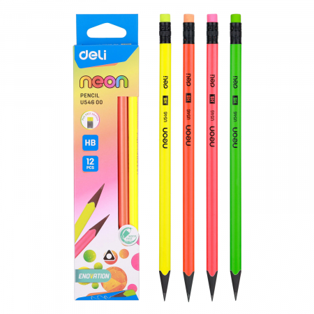 CREION GRAFIT CU GUMA FARA LEMN HB NEON DELI [4]
