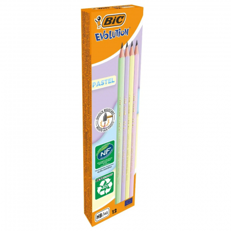 Produse si rechizite scolare - CREION GRAFIT HB FARA GUMA ECO EVOLUTION PASTEL 12/CUT BIC