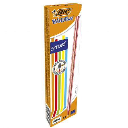 Produse si rechizite scolare - CREION GRAFIT HB FARA GUMA EVOLUTION STRIPES 646 12/CUT BIC