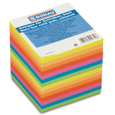 Rezerva cub notes - Cub hartie 90x90x90mm, 700 file - lipite pe o latura, DONAU - hartie culori asortate