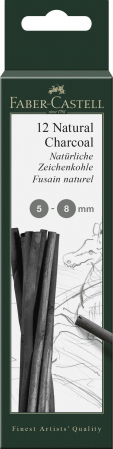 Instrumente de scris - CUTIE 12 BUC CARBUNE NATURAL PITT MONOCHROME 5-8MM FABER-CASTELL