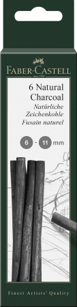 Instrumente de scris - CUTIE 6 BUC CARBUNE NATURAL PITT MONOCHROME 6-11MM FABER-CASTELL