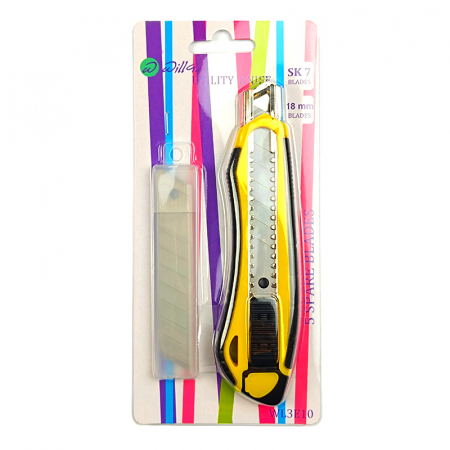 Cuttere, rezerve cutter - Cutter mare (18 mm) cu sina metalica, rubber grip, sistem autoblocare, cu 5 rezerve Willgo