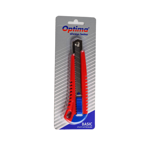 Accesorii de birou - Cutter Optima Basic, lama 18mm SK7, sina metalica, ABS