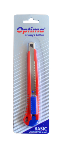 Accesorii de birou - Cutter Optima Basic, lama 9mm SK7, sina metalica, ABS