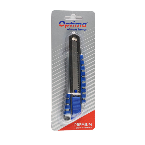 Accesorii de birou - Cutter Optima Premium, lama 18mm SK5, sina metalica, aluminiu cu rubber grip