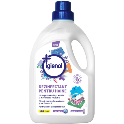 Produse curatenie - DEZINFECTANT HAINE ALBE SI COLORATE FARA CLOR IGIENOL 1.5L