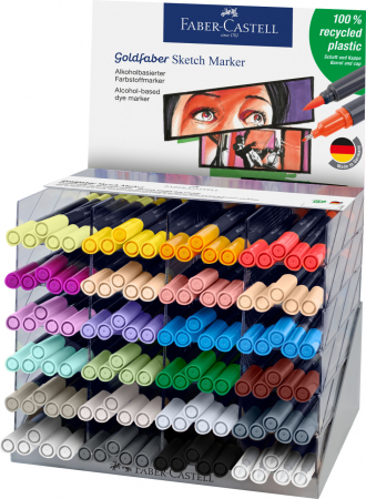 Produse si rechizite scolare - DISPLAY 120 BUC SKETCH MARKER 2 CAPETE GOLDFABER FABER-CASTELL