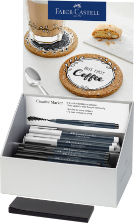 Produse si rechizite scolare - DISPLAY 50 BUC MARKER CREATIV ALB&NEGRU FABER-CASTELL