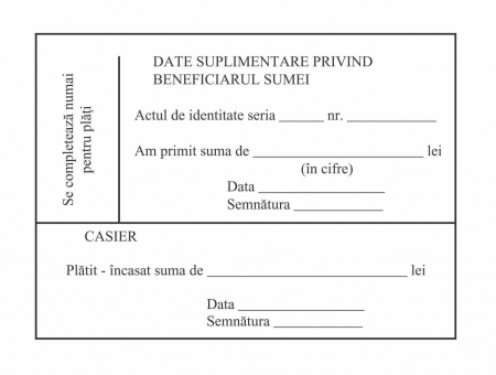 Dispozitie de plata catre casierie, A6 - fata/verso [1]
