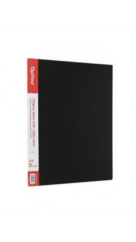 Dosare - Dosar de prezentare A3, cu 20 folii, coperta rigida - 800 microni, Optima - negru