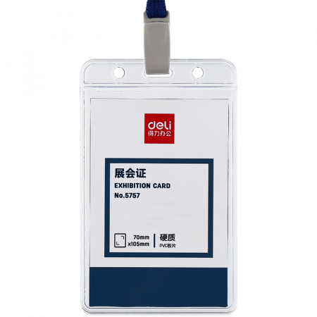 Accesorii de birou - ECUSON VERTICAL 70*105MM CU CLIPS SI SNUR TEXTIL DELI