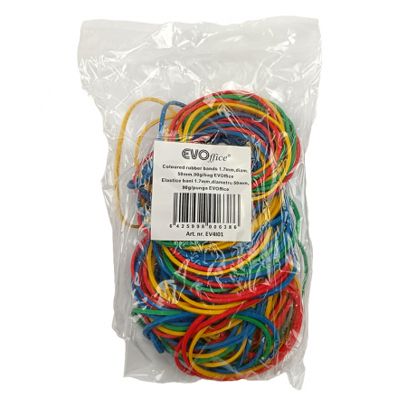 Accesorii de birou - Elastice bani 1.7 mm, diametru 50 mm, 90gr punga 