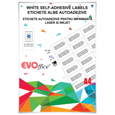 Etichete - Etichete albe autoadezive pt imprimante 12/A4 - 70*67.7 mm 100 coli/top -  colturi drepte 