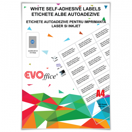 Etichete - Etichete albe autoadezive pt imprimante 150/A4- diametru 17.9*17.9 mm 100 coli/top - rotunde 