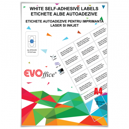 Etichete - Etichete albe autoadezive pt imprimante d=114.5 mm  A4 100 coli/top - ptr. CD