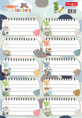 Produse si rechizite scolare - ETICHETE SCOLARE 30/SET ANIMALE SALBATICE TLS-833 TANEX