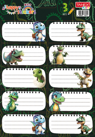 Produse si rechizite scolare - ETICHETE SCOLARE 30/SET DINO TLS-801 TANEX