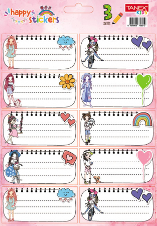 Produse si rechizite scolare - ETICHETE SCOLARE 30/SET GIRLS TLS-826 TANEX