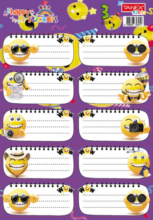 Produse si rechizite scolare - ETICHETE SCOLARE 30/SET SMILEYS TLS-803 TANEX