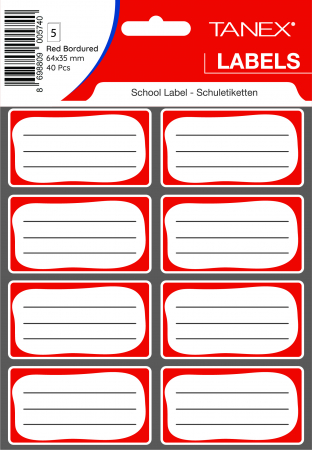 Produse si rechizite scolare - ETICHETE SCOLARE 40/SET ROSII TANEX