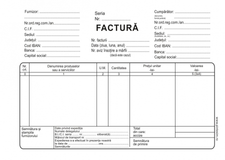 Hartie si articole din hartie - Facturier autocopiativ fara TVA, A5 , 3 ex.(3 x 50 seturi)