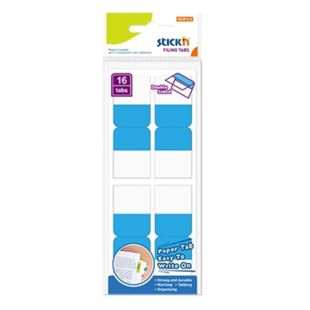 Hartie si articole din hartie - Film index autoadeziv cu tab din hartie, dubla fata, 25 x 72mm, 16 buc/set, Stick"n - culori asortat