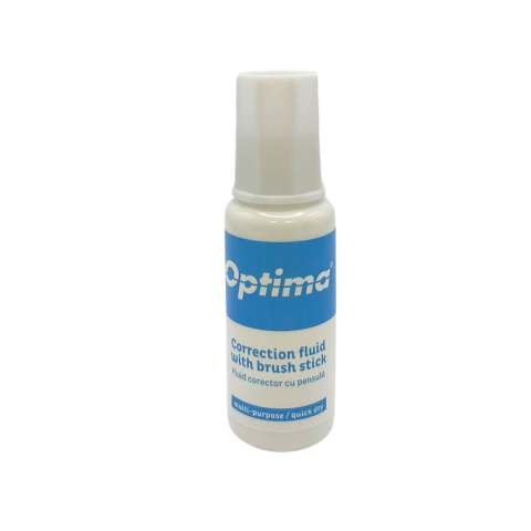 Instrumente de corectura - Fluid corector Optima, 10ml, cu pensula, pe baza de solvent (garantie 3 ani)