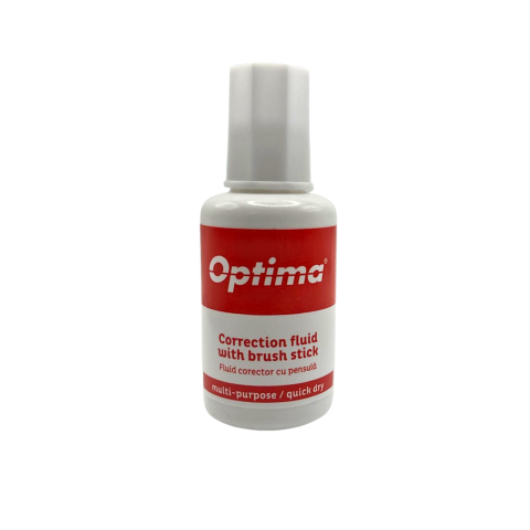 Instrumente de corectura - Fluid corector Optima, 20ml, cu pensula, pe baza de solvent (garantie 3 ani)