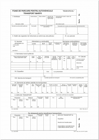 Hartie si articole din hartie - Foaie parcurs A4 transport marfă – fata /verso - personalizata