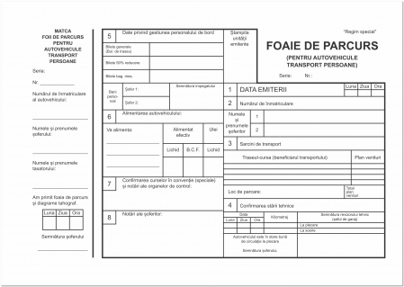 Hartie si articole din hartie - Foaie parcurs A4 transport persoane – fata /verso - personalizata