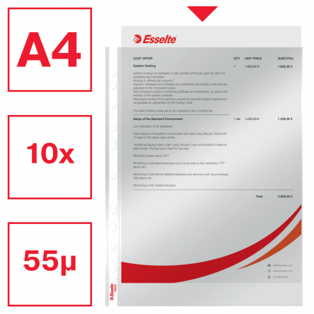 FOLIE PROTECTIE A4 CRISTAL 55 MICRONI 10/SET ESSELTE [1]