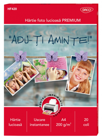 Hartie si articole din hartie - HARTIE FOTO A4 200G 20 COLI DACO HF420