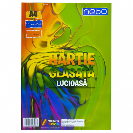 Hartie glasata A4, Lucioasa, 10 culori/set - NEBO [2]