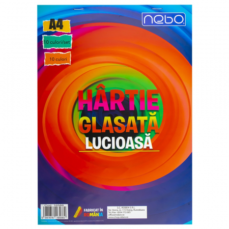 Hartie glasata A4, Lucioasa, 10 culori/set - NEBO [3]