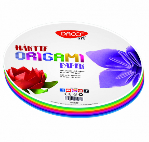 HARTIE ORIGAMI ROTUNDA 20CM  100/SET DACO HR920