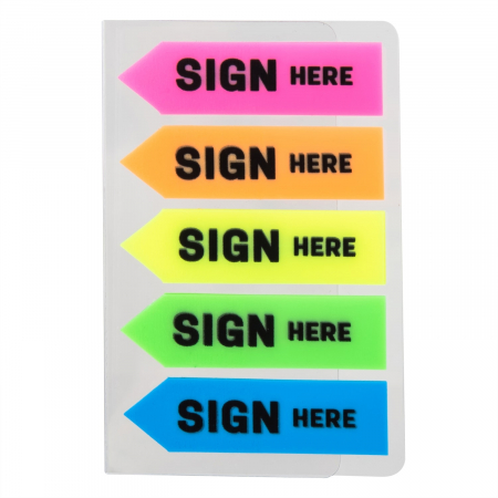 INDEX ADEZIV PLASTIC SIGN HERE 12*44MM 5 CULORI 20 FILE DELI [2]