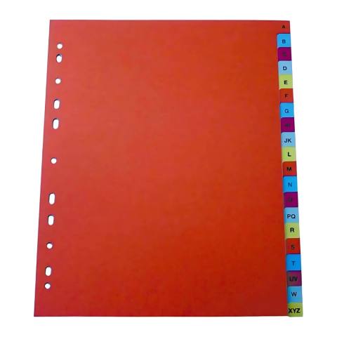 Notes adeziv si index adeziv - Index plastic color, A4+, extra wide, 120 microni, alfabetic A-Z, Optima